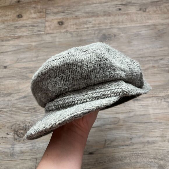 Vintage Barbisio Italy Wool Newsboy Cap Grey Herringbone Cabbie Hat Dark Academi main image 6